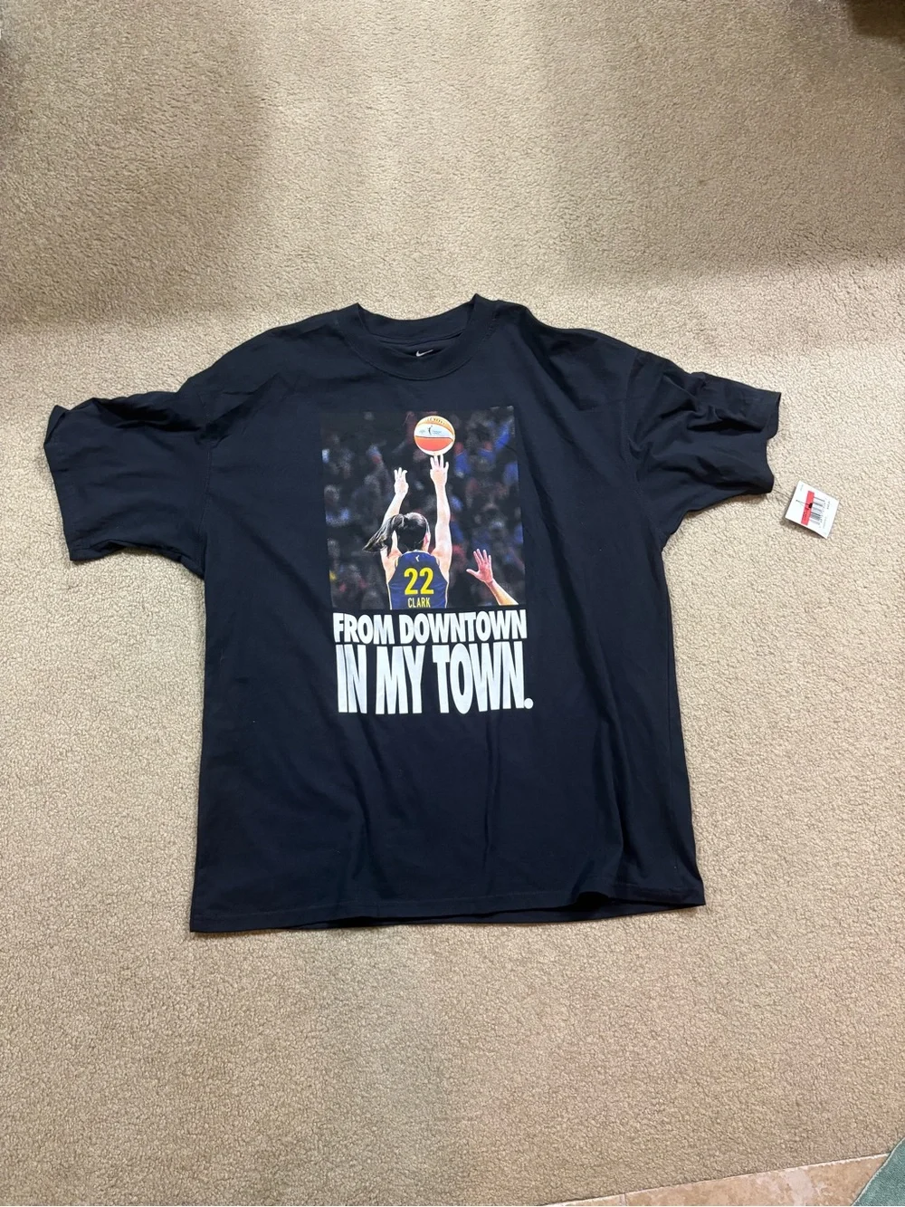 Nike Black Caitlin Clark Basketball Graphic Tee - 'From Downtown In My Town'